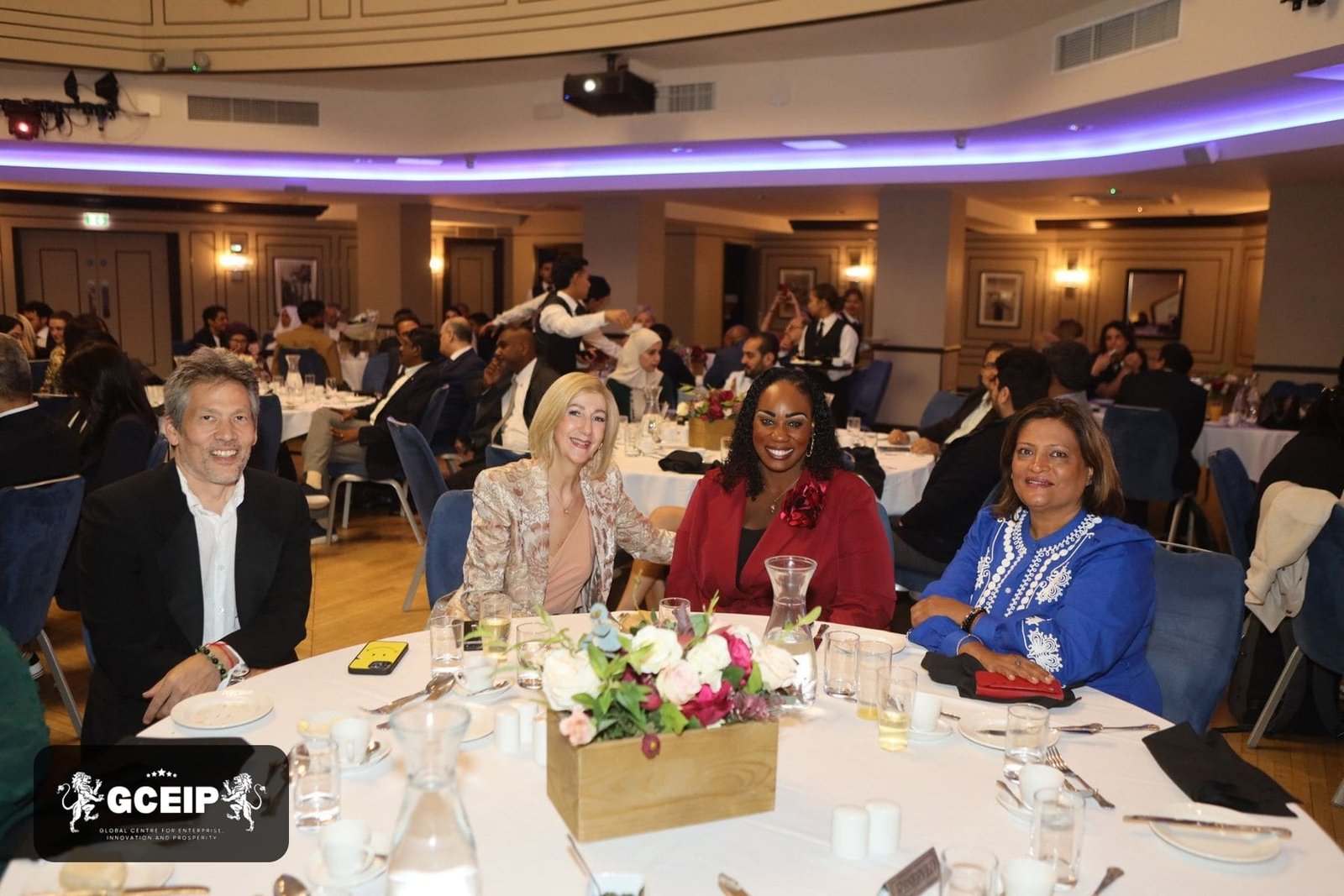 Delegates seated at dinner at the Victory Services Club during the Global Business Conclave 2026, London