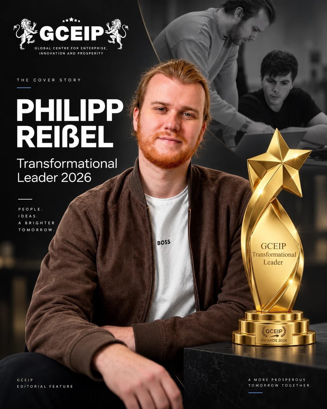 Portrait of Philipp Reißel, co-founder and CEO of amber, in a GCEIP Cover Story feature graphic