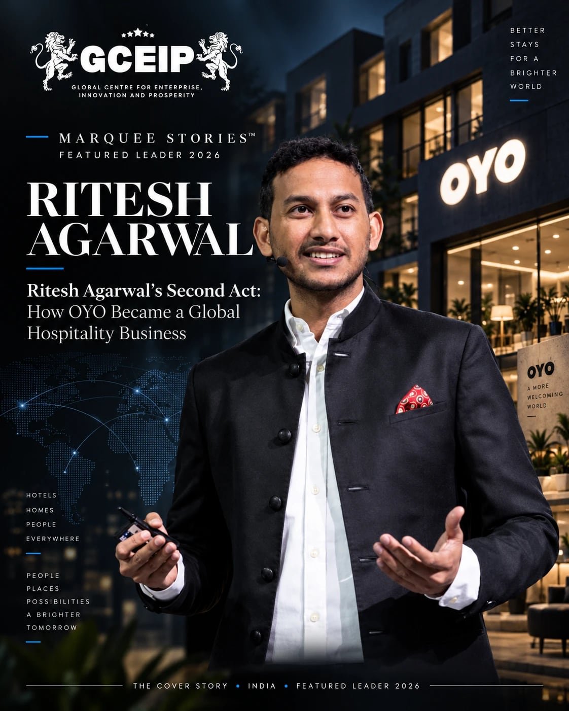 Portrait of Ritesh Agarwal in a GCEIP Marquee Stories Featured Leader 2026 graphic